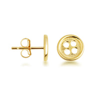 Yellow Gold Button Stud Earrings