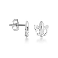 .925 Sterling Silver Fleur-de-Lis French Stud Earrings