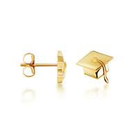 Yellow Gold Graduation Cap Stud Earrings