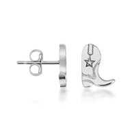 .925 Sterling Silver Western Cowboy Boots Stud Earrings