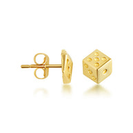 Yellow Gold Lucky Dice Stud Earrings