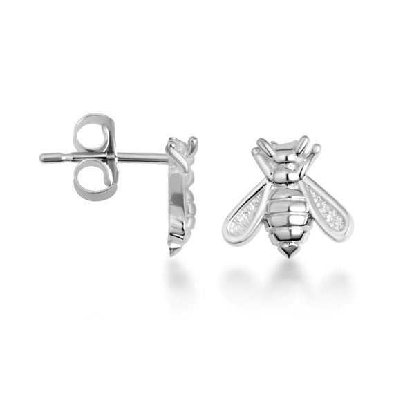 .925 Sterling Silver Bumblebee Stud Earrings