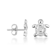 .925 Sterling Silver Sea Turtle Ocean Stud Earrings