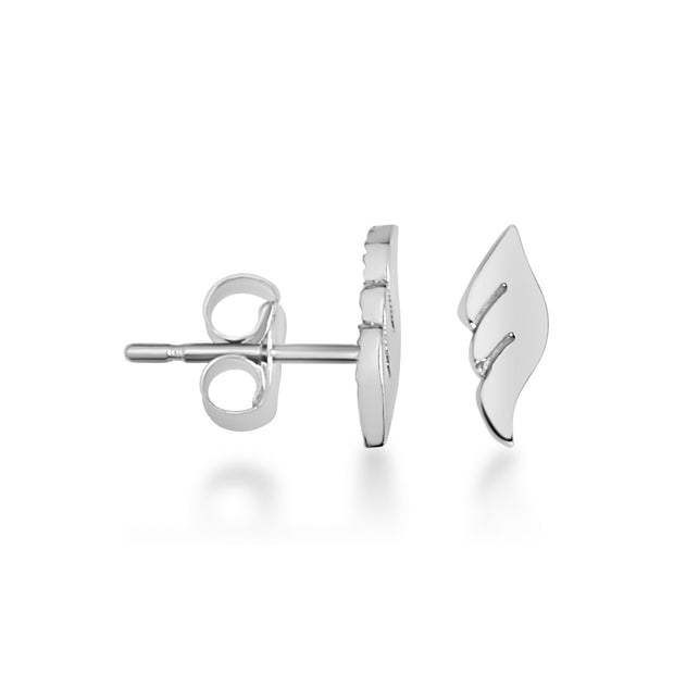 .925 Sterling Silver Angel Wings Stud Earrings