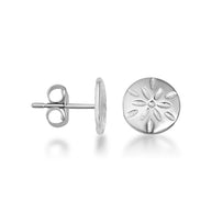 .925 Sterling Silver Flower Textured Diamond Cut Round Stud Earrings