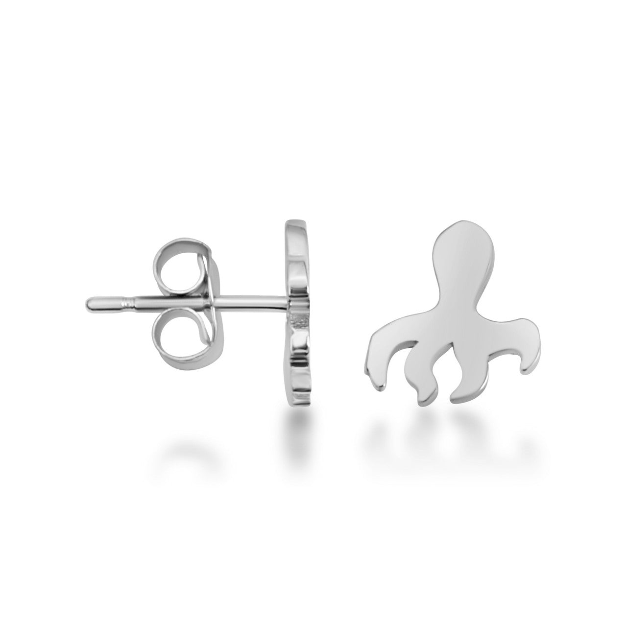 .925 Sterling Silver Marine Octopus Ocean Stud Earrings