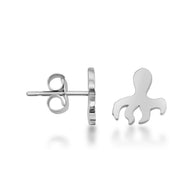 .925 Sterling Silver Marine Octopus Ocean Stud Earrings