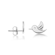 .925 Sterling Silver Bird Dove Stud Earrings