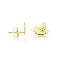 Yellow Gold Bird Dove Stud Earrings