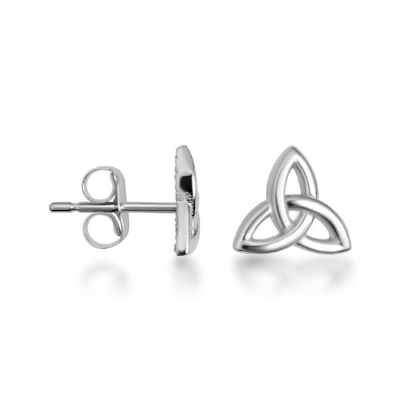 .925 Sterling Silver Celtic Trinity Knot Irish Stud Earrings