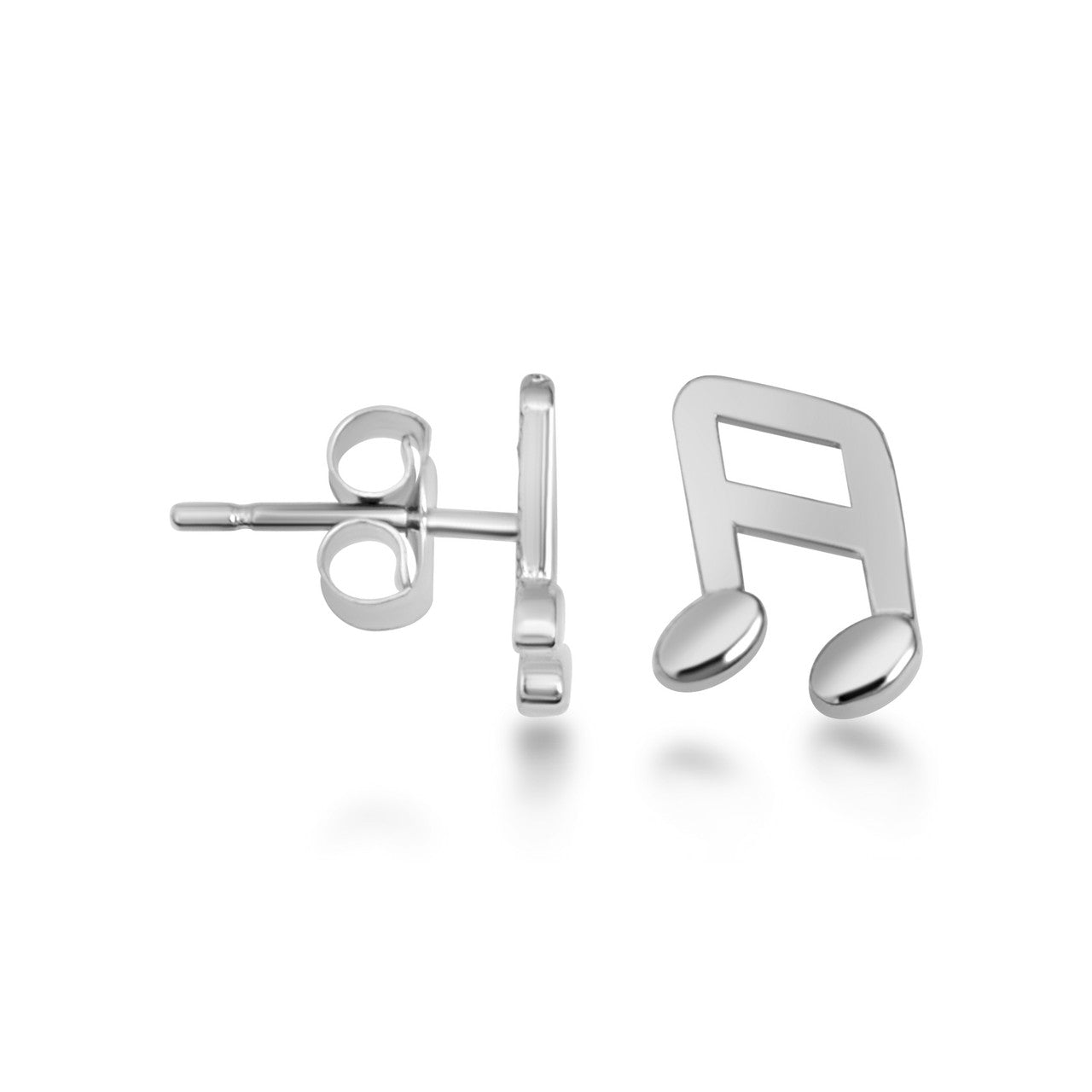 .925 Sterling Silver Sixteenth Music Note Stud Earrings