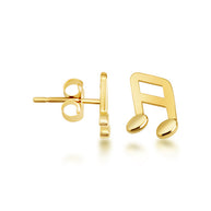 Yellow Gold Sixteenth Music Note Stud Earrings