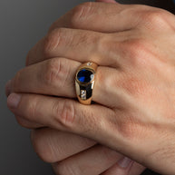 Gold Oval Gemstone Art Deco Ring (Available in Yellow/Rose/White Gold)