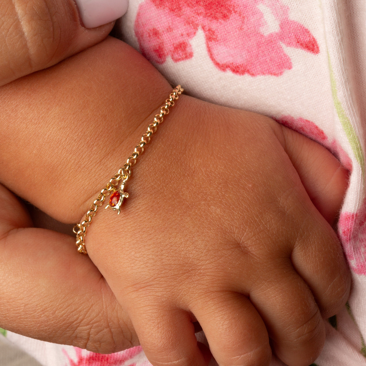 14K Yellow Gold Enamel Sea Turtle Ocean Baby Bracelet