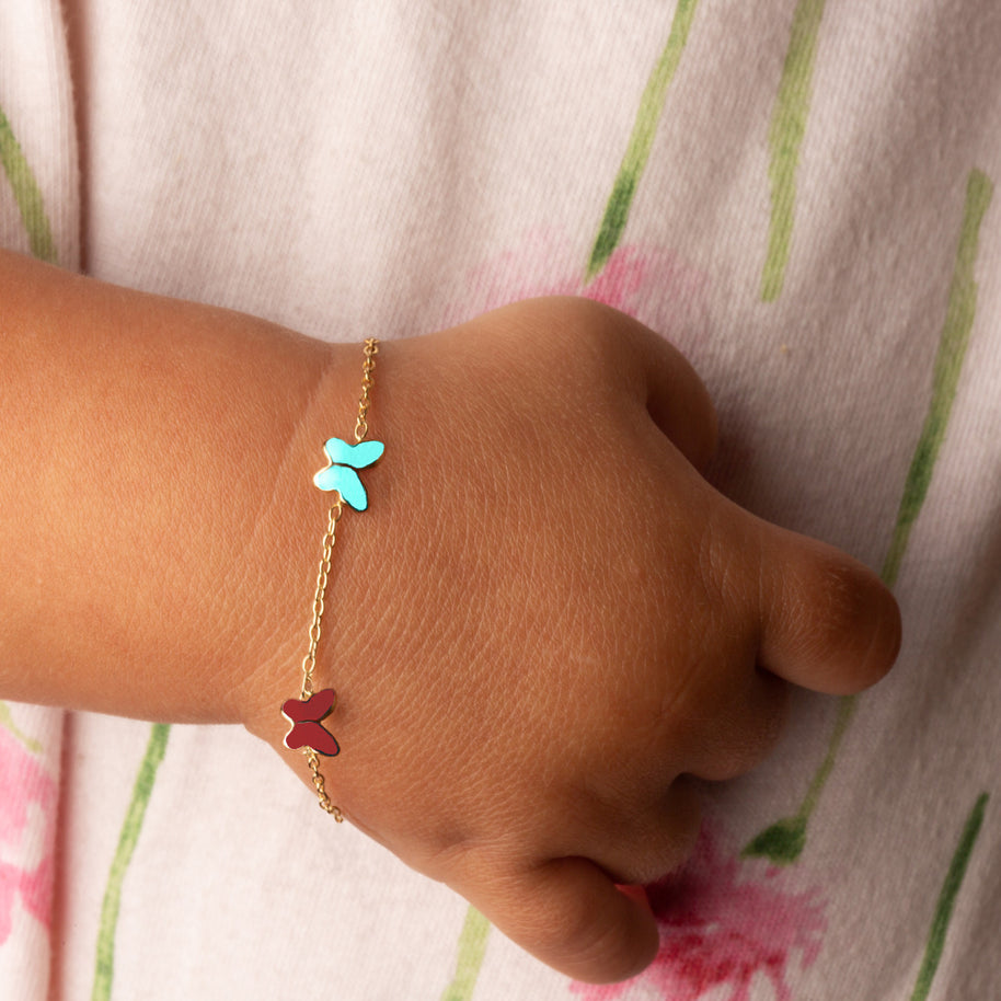 14K Gold Butterfly Bracelet (5.25