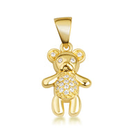 Gold Teddy Bear Studded Toy Pendant Necklace (Available in Yellow/Rose/White Gold)