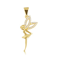Gold Mystical Fairy Studded Pendant Necklace (Available in Yellow/Rose/White Gold)