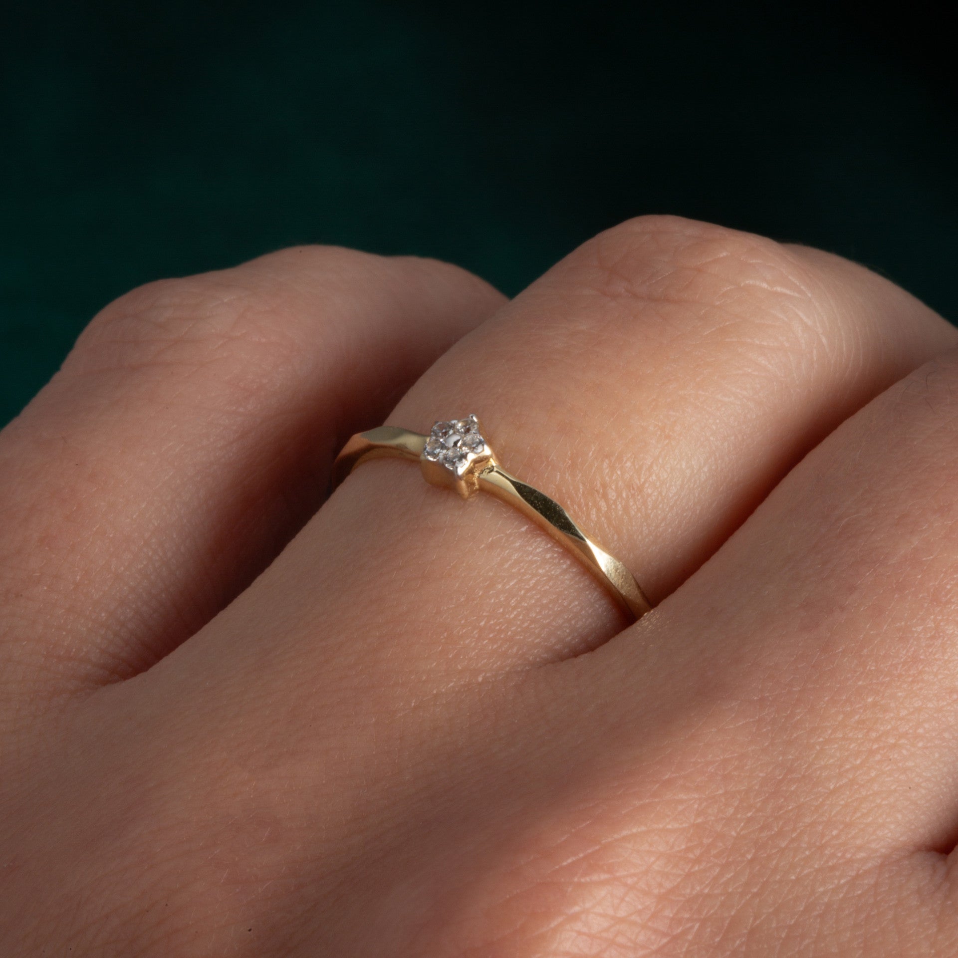 14K Yellow Gold Cubic Zirconia Star Ring