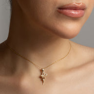 Gold Mystical Fairy Studded Pendant Necklace (Available in Yellow/Rose/White Gold)