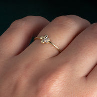 14K Yellow Gold Daisy Flower Cubic Zirconia Ring