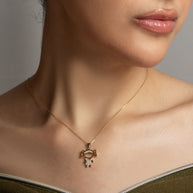 Gold Girl Silhouette Studded Pendant Necklace (Available in Yellow/Rose/White Gold)