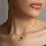 Gold Bicycle Sports Studded Cycling Pendant Necklace (Available in Yellow/Rose/White Gold)
