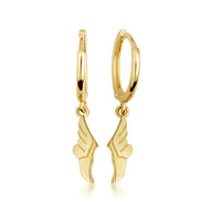 Yellow Gold Achilles' Heel Drop Huggie Hoop Earrings