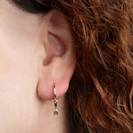 Yellow Gold Fork Food Drop Huggie Hoop Earrings
