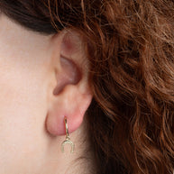 .925 Sterling Silver Lucky Horseshoe Drop Huggie Hoop Earrings