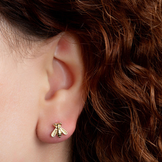 Yellow Gold Bumblebee Stud Earrings