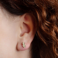 Solid Yellow Gold Pineapple Fruit Stud Earrings