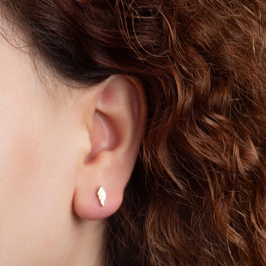 Yellow Gold Angel Wings Stud Earrings
