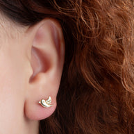 Yellow Gold Bird Dove Stud Earrings