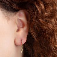 Yellow Gold Achilles' Heel Drop Huggie Hoop Earrings