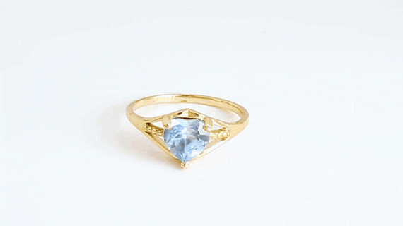 Gold Heart Beaded Cubic Zirconia Birthstone Love Ring (Available in Yellow/Rose/White Gold)