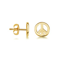 Yellow Gold Peace Sign Boho Stud Earrings