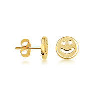 Yellow Gold Smiley Face Happy Stud Earrings