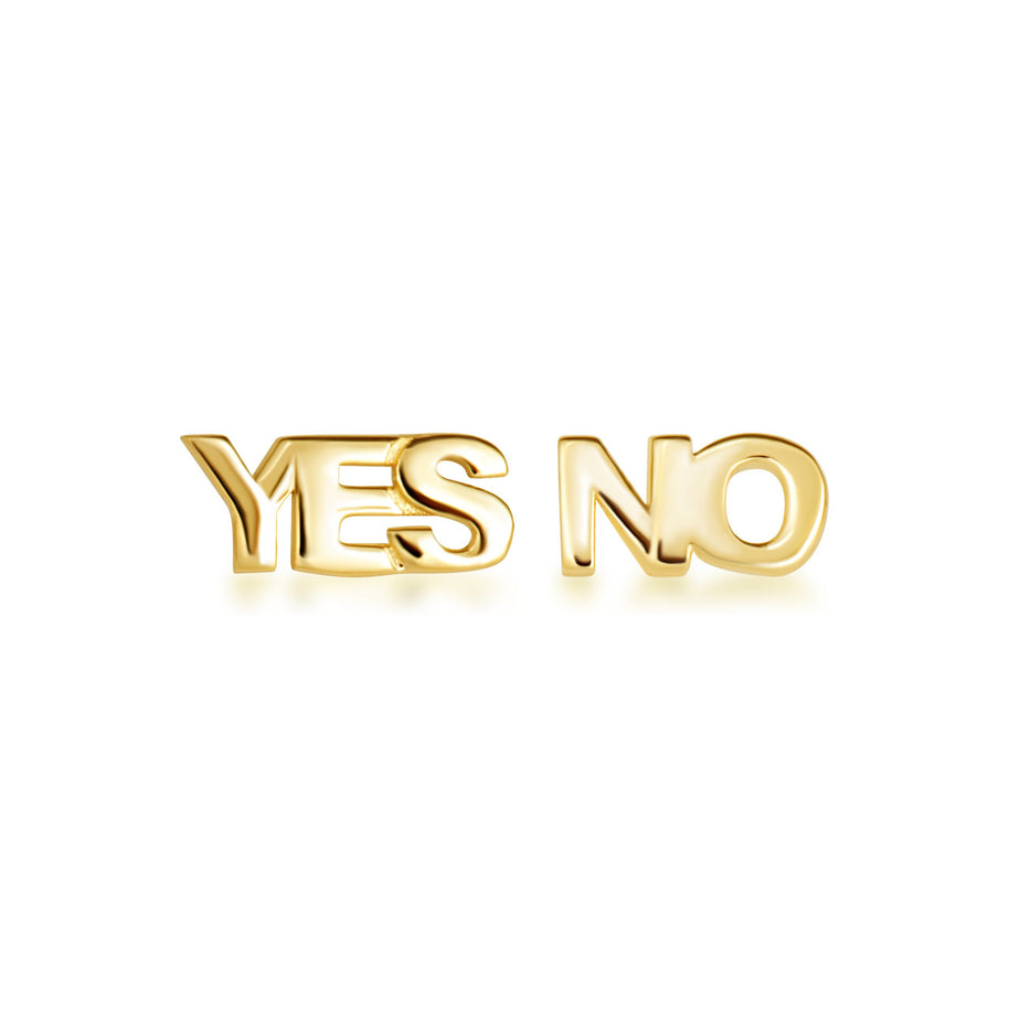 Yellow Gold Yes & No Stud Earrings