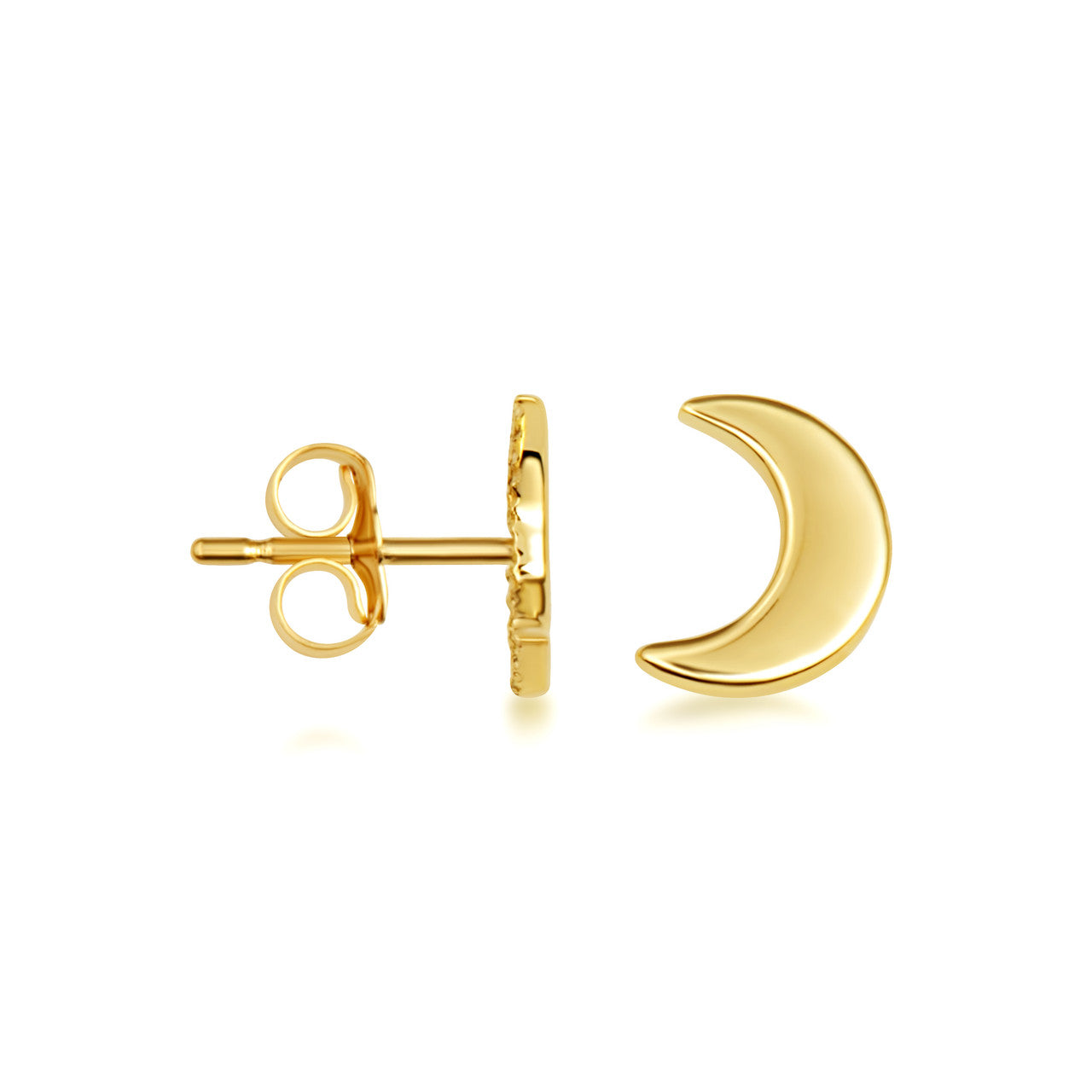 Yellow Gold Celestial Moon Stud Earrings