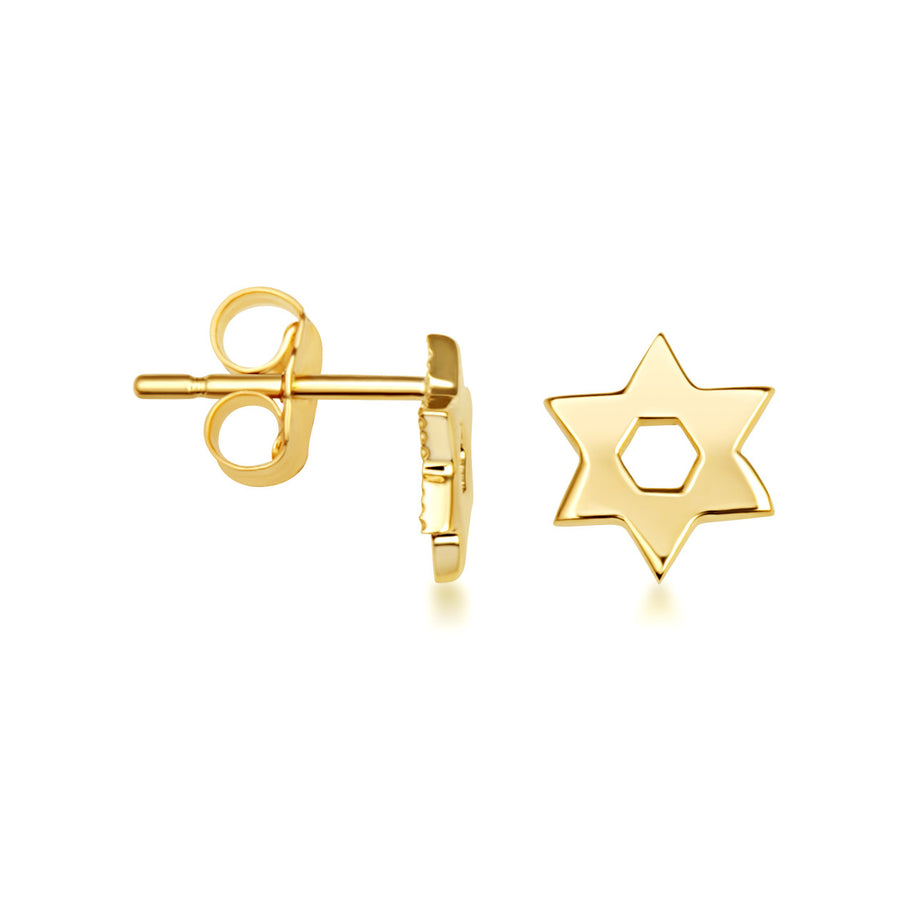 Yellow Gold Jewish Star Of David Stud Earrings