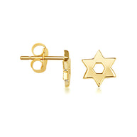Yellow Gold Jewish Star Of David Stud Earrings