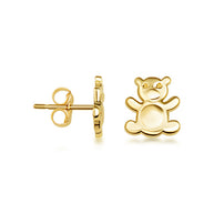 Yellow Gold Teddy Bear Toy Stud Earrings