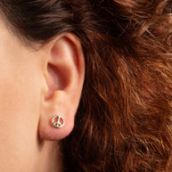 Yellow Gold Peace Sign Boho Stud Earrings