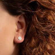 Yellow Gold Smiley Face Happy Stud Earrings