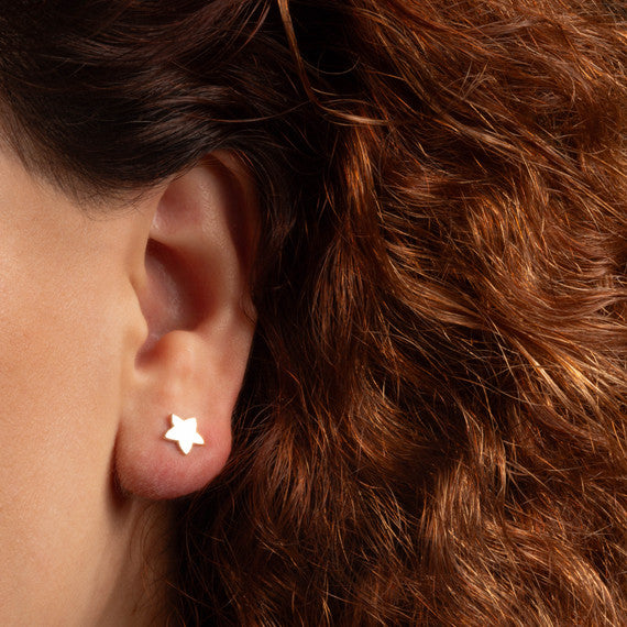 Yellow Gold Celestial Star Stud Earrings