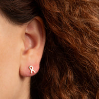Yellow Gold Awareness Ribbon Stud Earrings