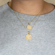 Gold Eastern Orthodox Botonée Budded Cross Medallion Pendant Necklace (Available in Small/Large & Yellow/Rose/White Gold)