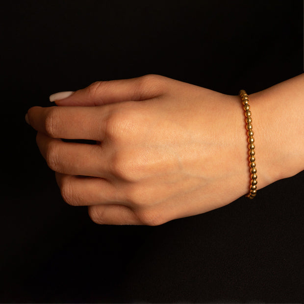 14K Yellow Gold Women's Ball Beaded Bracelet
