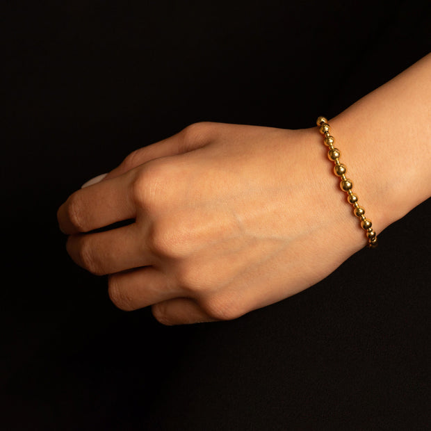 14K Yellow Gold Beaded Ball Bracelet