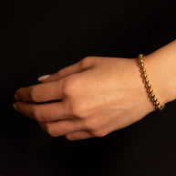 14K Yellow Gold Women's Diamond Cut Ball Beaded Bracelet